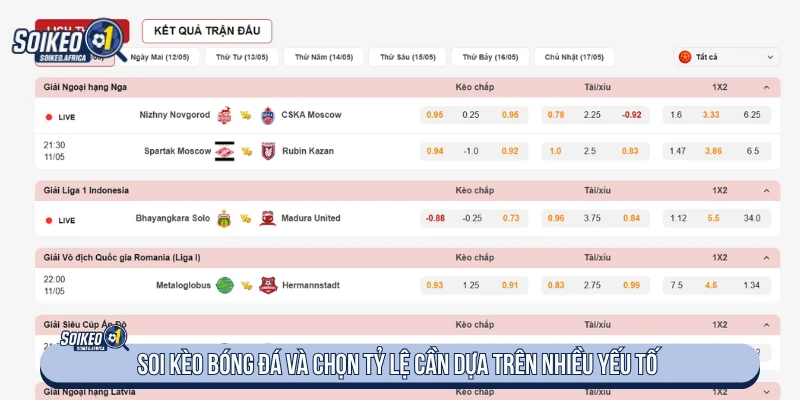 Soi kèo bóng đá và chọn tỷ lệ cần dựa trên nhiều yếu tố